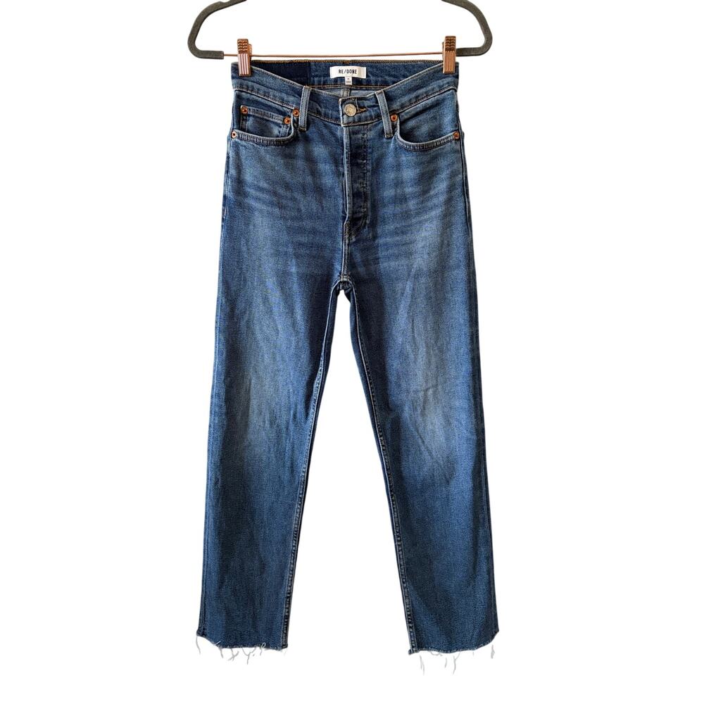 Re/Done High Rise Jeans Raw Hem Stretch Sz 25